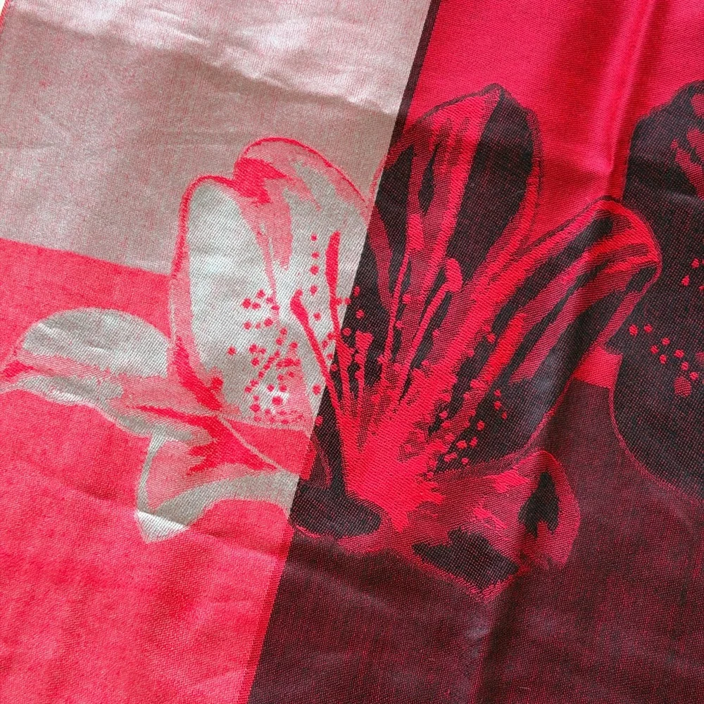 Floral Ombré Red and Pink Scarf Wrap Shawl-72’& 27’